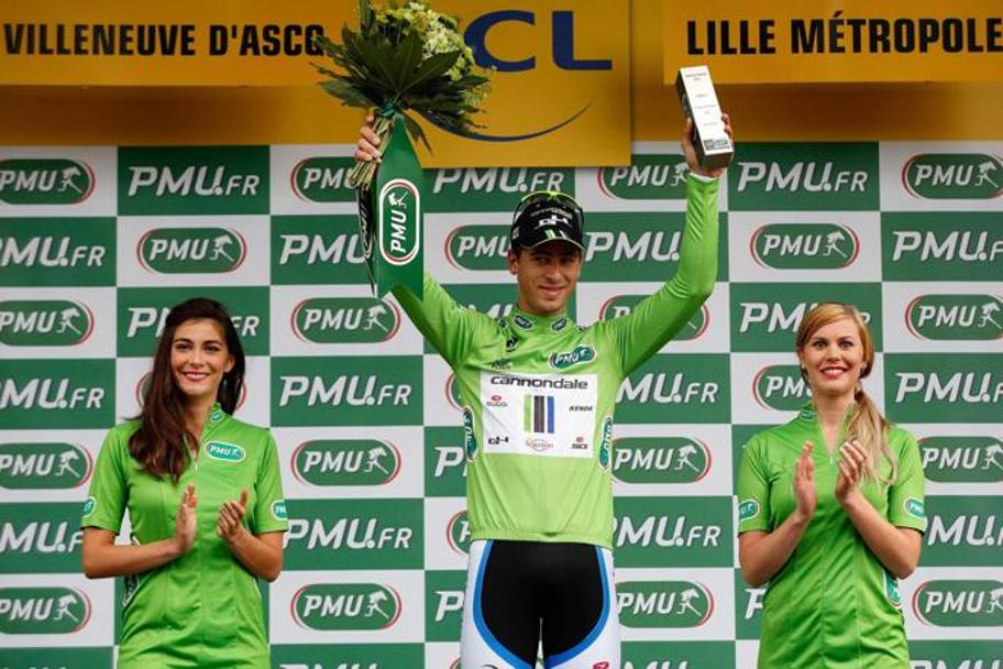 Peter Sagan in maglia verde. Epa